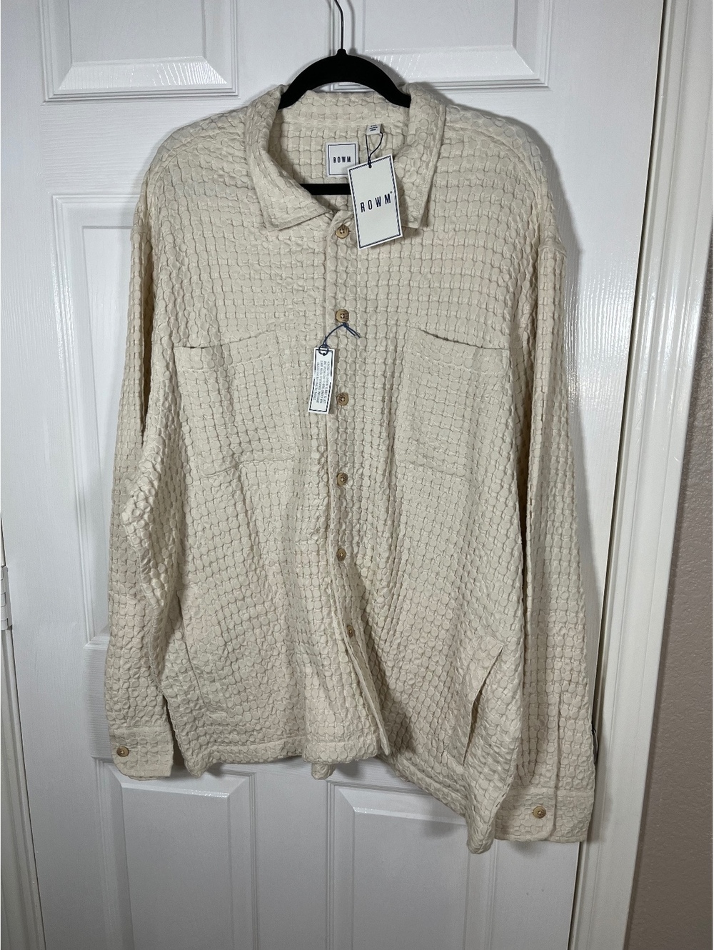 Rown waffle knit jacket shirt men’s xxl cream new with tags
